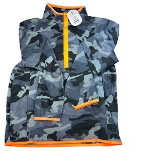 NWT Wonder Nation Gray Camo Fleece Pullover Button Long Sleeve Sweater 1…